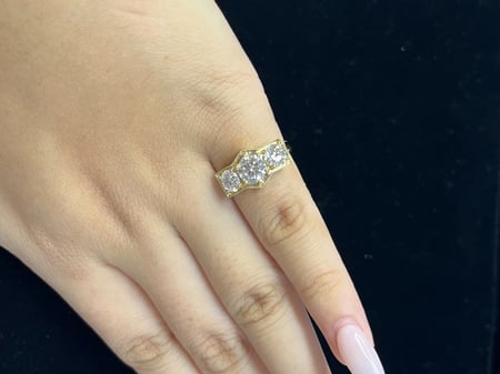 2.46 Carat Lab Diamond in 14K Yellow Gold three stones Ring