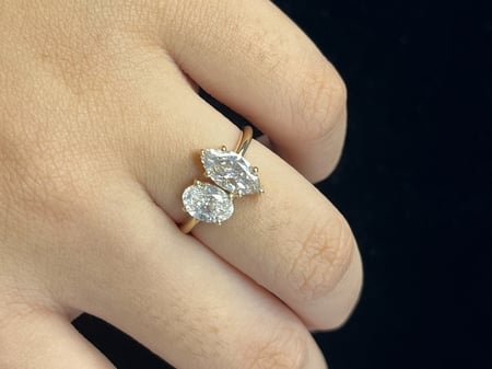 2.06 Carat Lab diamond in 14K White Gold Moi et Toi Ring