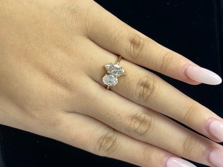 2.06 Carat Lab diamond in 14K White Gold Moi et Toi Ring