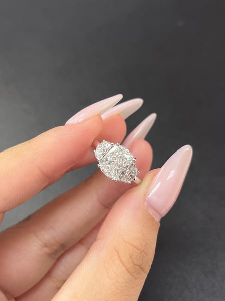 2.54 Carat Cushion cut Lab Diamond in 14K White Gold