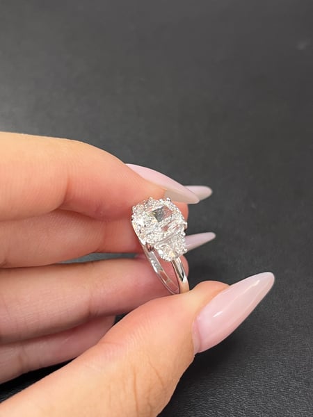 2.54 Carat Cushion cut Lab Diamond in 14K White Gold