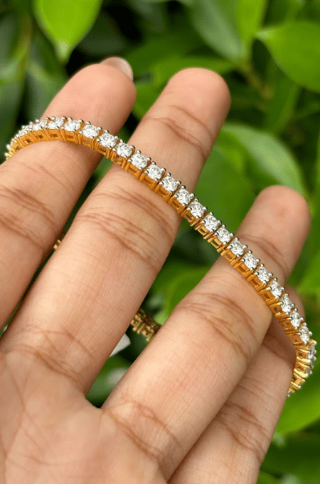 3.86 ct 14K Yellow Gold Tennis Bracelet Lab Diamond