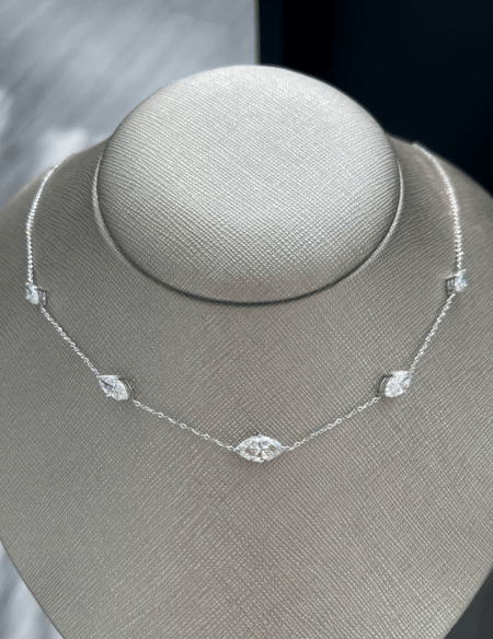 3.55 carat Marquise Lab Diamond in 3.18 grams 14K White Gold Pendant