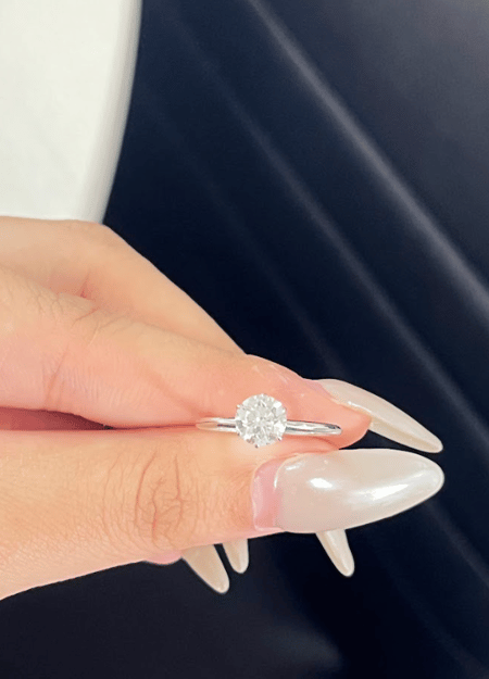1.01 carat Round Lab Diamond 14K White Gold Solitaire ring
