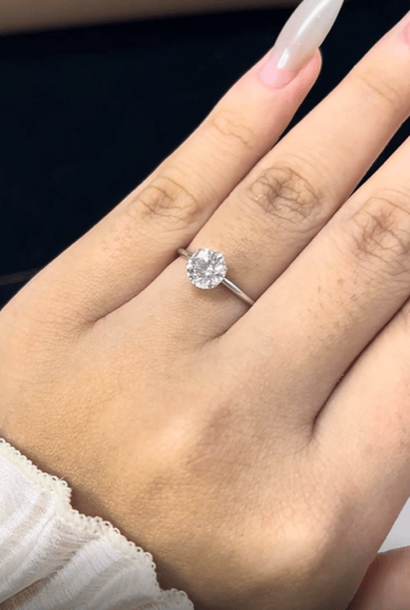 1.01 carat Round Lab Diamond 14K White Gold Solitaire ring