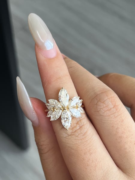 2.202 carat Marquise Lab Diamond in 3.85 grams 14K Yellow Gold ring