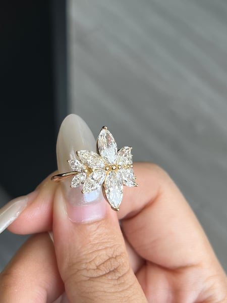 2.202 carat Marquise Lab Diamond in 3.85 grams 14K Yellow Gold ring
