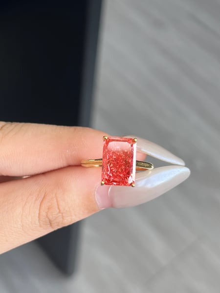 5.16 Carat Lab Diamond Pink 14K Yellow Gold Ring