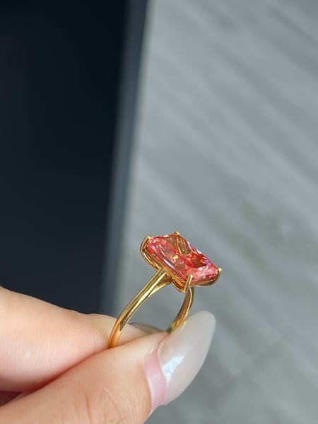 5.16 Carat Lab Diamond Pink 14K Yellow Gold Ring