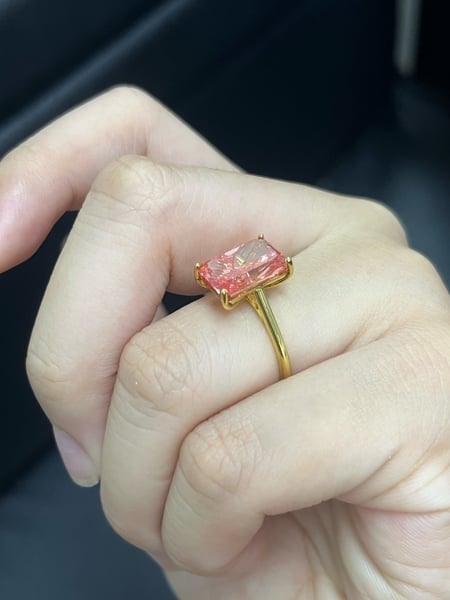 5.16 Carat Lab Diamond Pink 14K Yellow Gold Ring