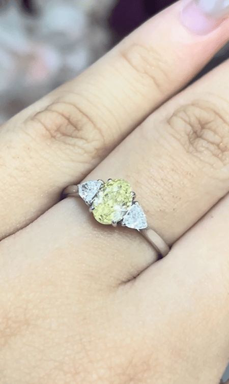 1.05 carat Yellow Oval cut Lab Diamond 14K White Gold ring