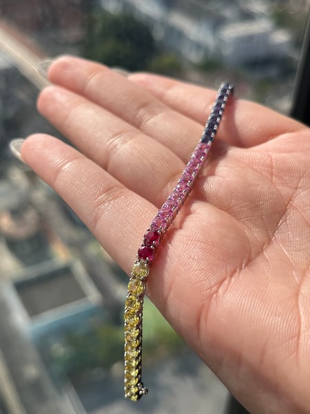 11.6 Carat Lab Rainbow Sapphire 14KWG Bracelet