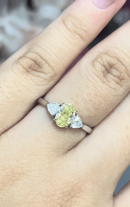 1.05 carat Yellow Oval cut Lab Diamond 14K White Gold ring