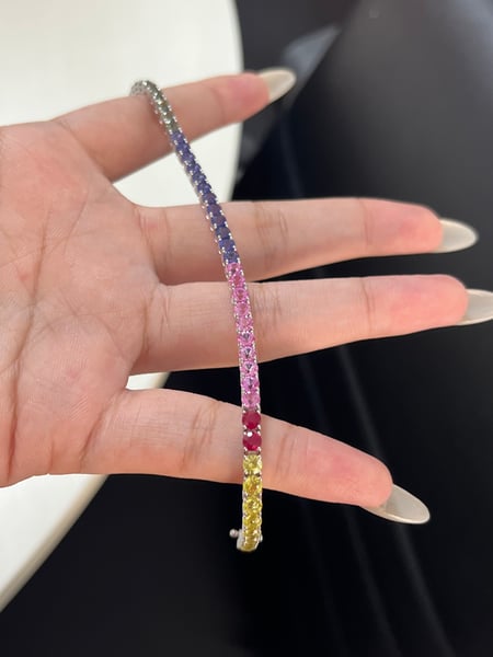11.6 Carat Lab Rainbow Sapphire 14KWG Bracelet
