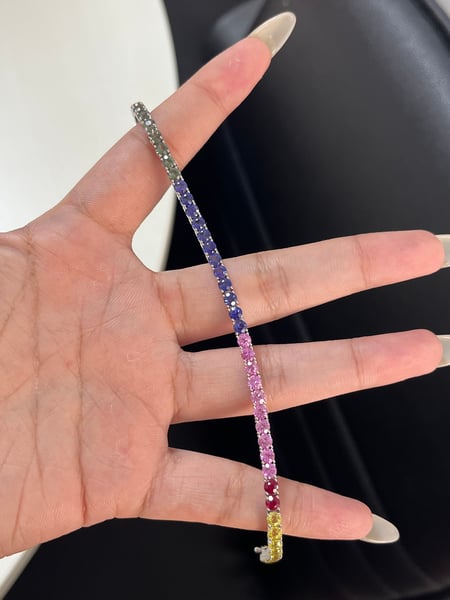 11.6 Carat Lab Rainbow Sapphire 14KWG Bracelet