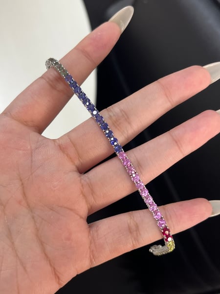 11.6 Carat Lab Rainbow Sapphire 14KWG Bracelet