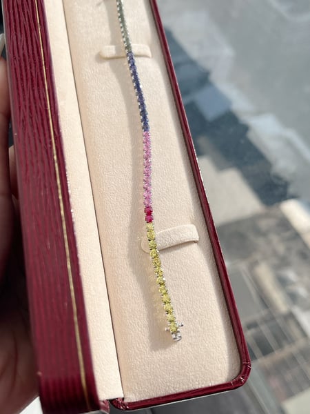 11.6 Carat Lab Rainbow Sapphire 14KWG Bracelet