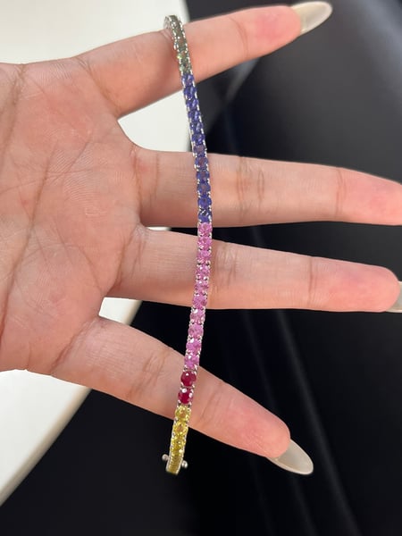 11.6 Carat Lab Rainbow Sapphire 14KWG Bracelet