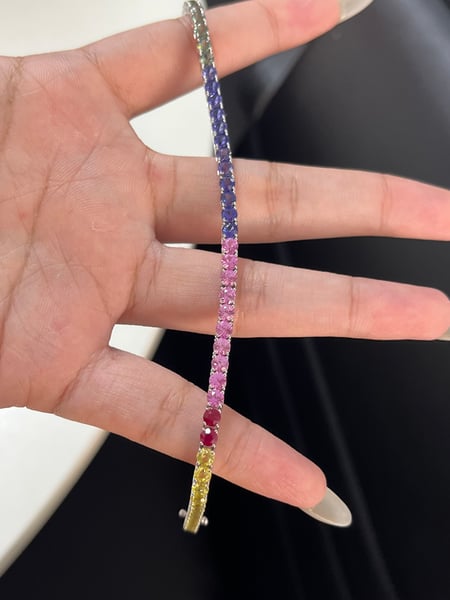 11.6 Carat Lab Rainbow Sapphire 14KWG Bracelet