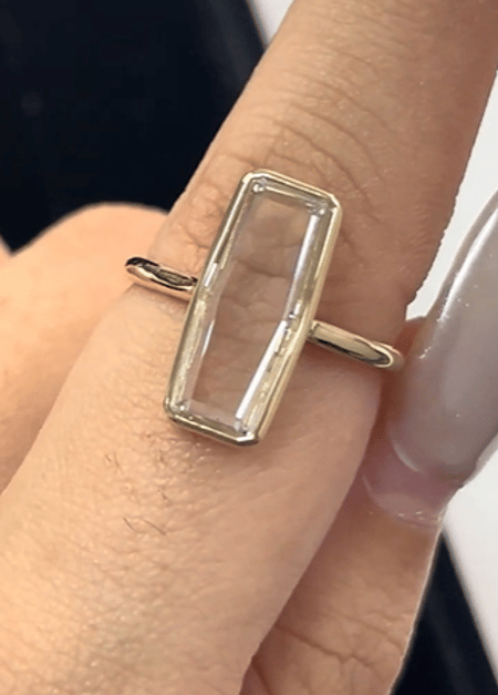2.46 Carat Portrait Cut Lab Diamond 14K Yellow Gold Ring