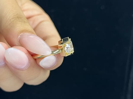 2.46 Carat Lab Diamond in 14K Yellow Gold three stones Ring