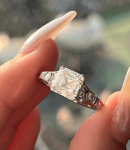 2.02 carat Asscher cut Lab Diamond 14K White Gold ring