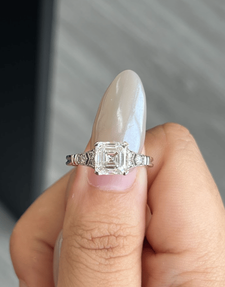 2.02 carat Asscher cut Lab Diamond 14K White Gold ring