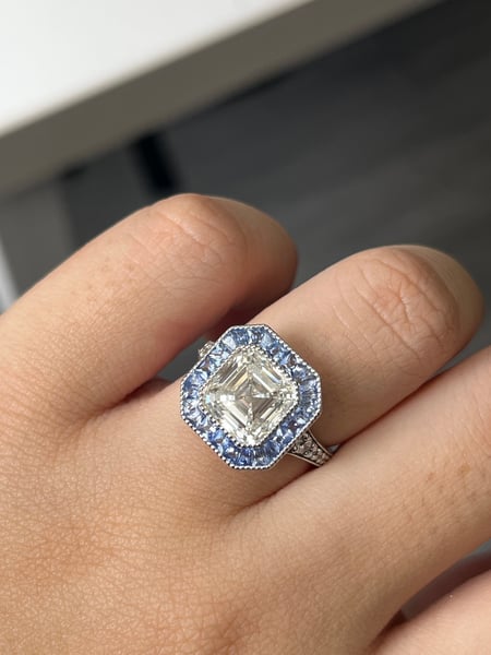 4.01 Carat Lab Asscher Lab Diamond Ring in 14K WG