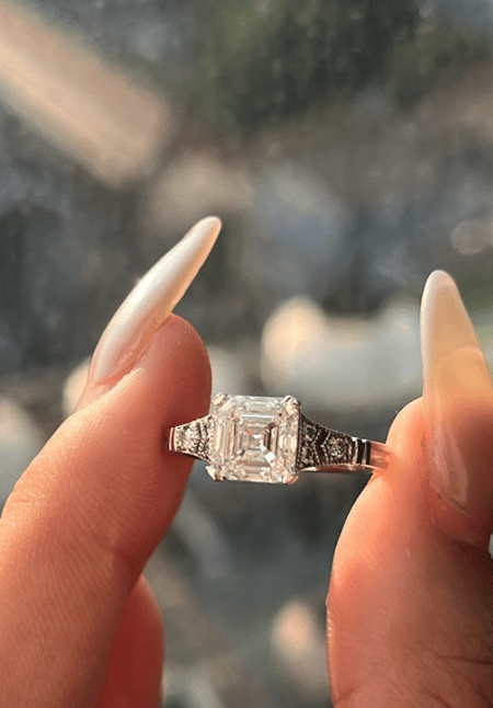 2.02 carat Asscher cut Lab Diamond 14K White Gold ring