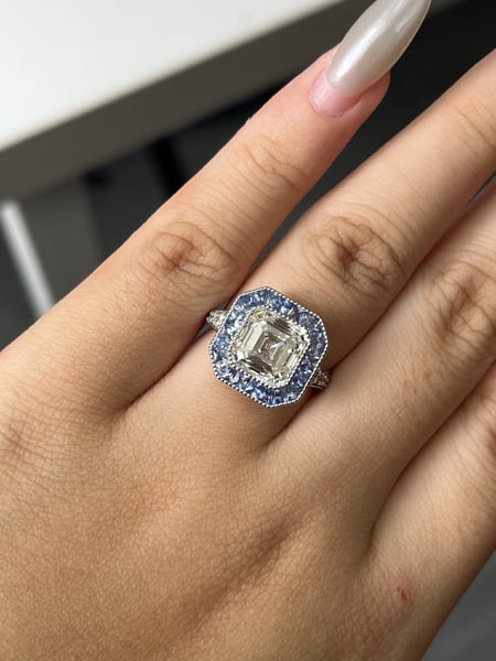 4.01 Carat Lab Asscher Lab Diamond Ring in 14K WG