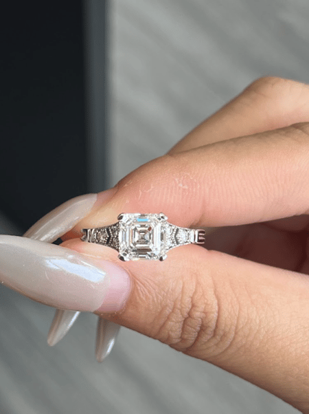 2.02 carat Asscher cut Lab Diamond 14K White Gold ring