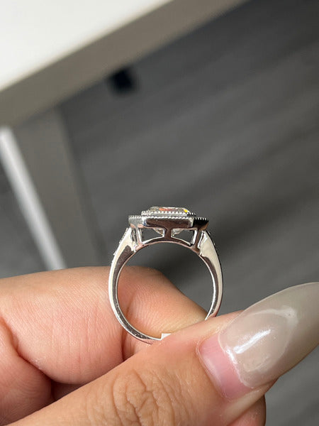 4.01 Carat Lab Asscher Lab Diamond Ring in 14K WG