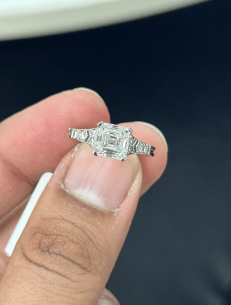 2.02 carat Asscher cut Lab Diamond 14K White Gold ring
