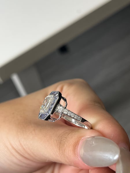 4.01 Carat Lab Asscher Lab Diamond Ring in 14K WG