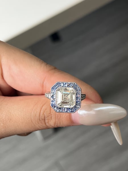 4.01 Carat Lab Asscher Lab Diamond Ring in 14K WG