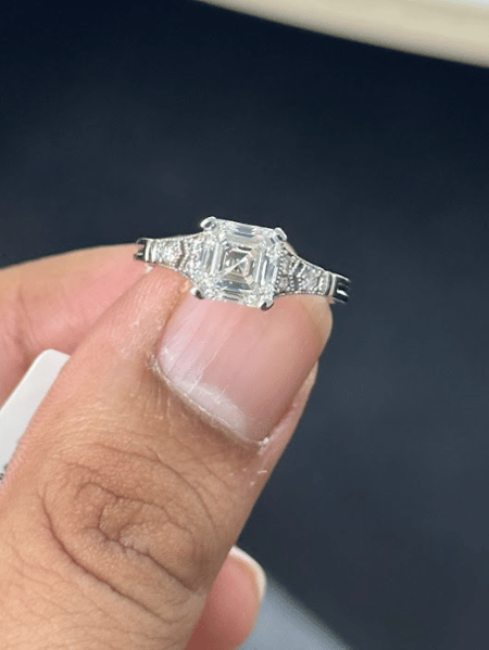 2.02 carat Asscher cut Lab Diamond 14K White Gold ring