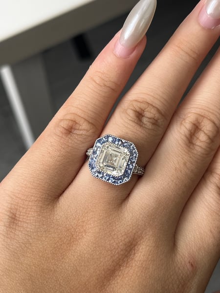 4.01 Carat Lab Asscher Lab Diamond Ring in 14K WG