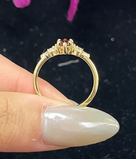 1 carat brown Color Marquise shape Lab Diamond 14K Yellow Gold ring