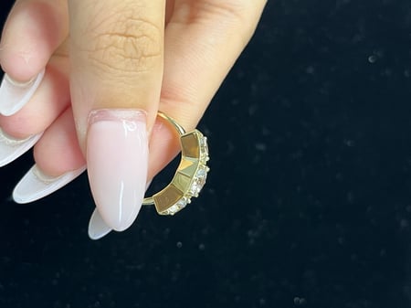 2.46 Carat Lab Diamond in 14K Yellow Gold three stones Ring