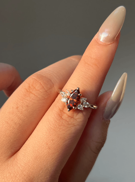 1 carat brown Color Marquise shape Lab Diamond 14K Yellow Gold ring