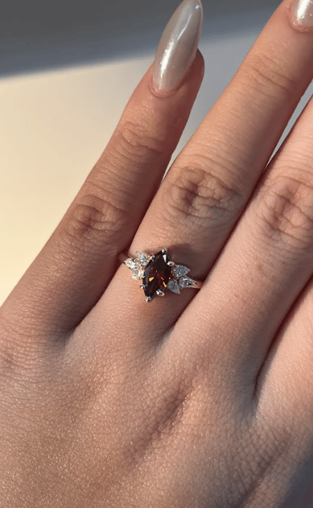 1 carat brown Color Marquise shape Lab Diamond 14K Yellow Gold ring