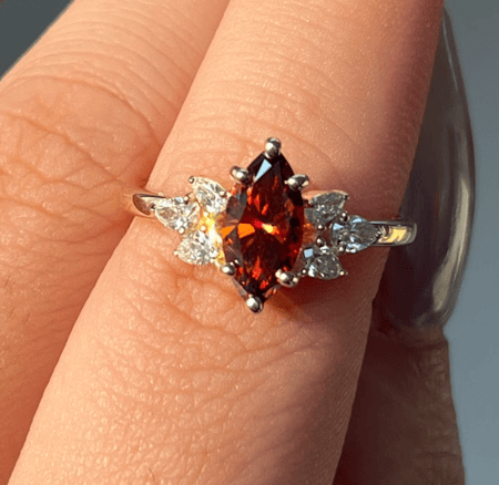 1 carat brown Color Marquise shape Lab Diamond 14K Yellow Gold ring