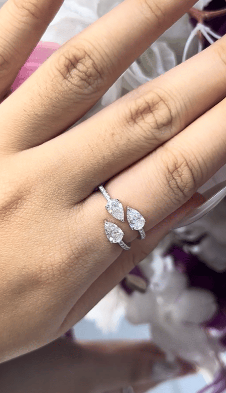 1.37 carat Pear shape Lab Diamond 14K White Gold ring