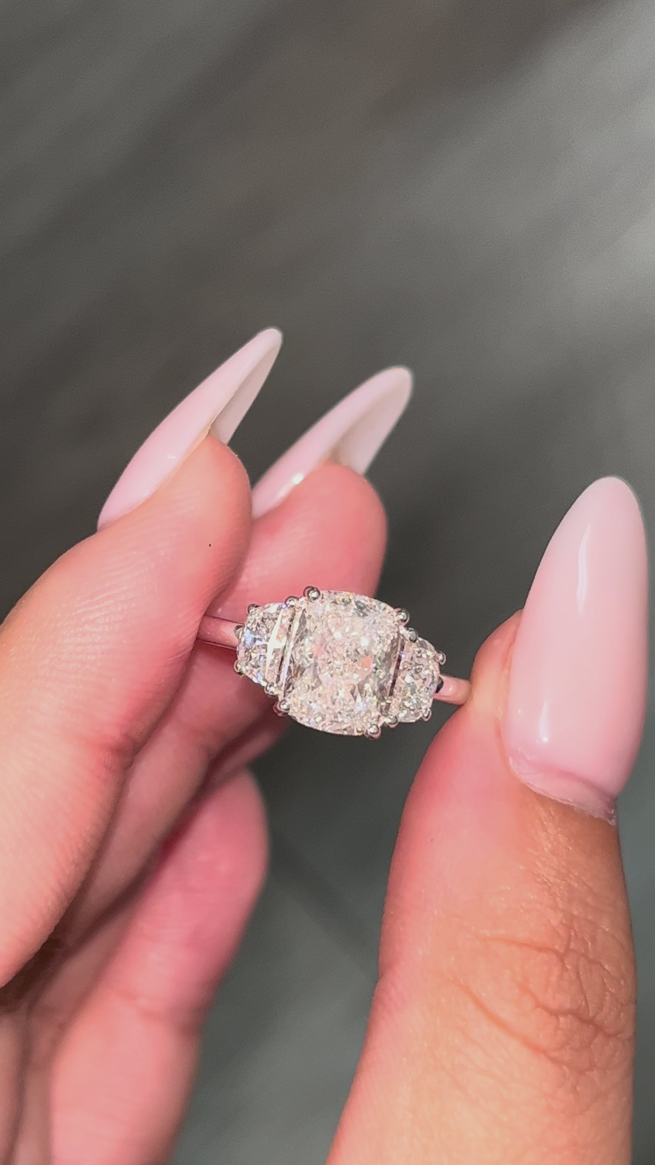 2.54 Carat Cushion cut Lab Diamond in 14K White Gold