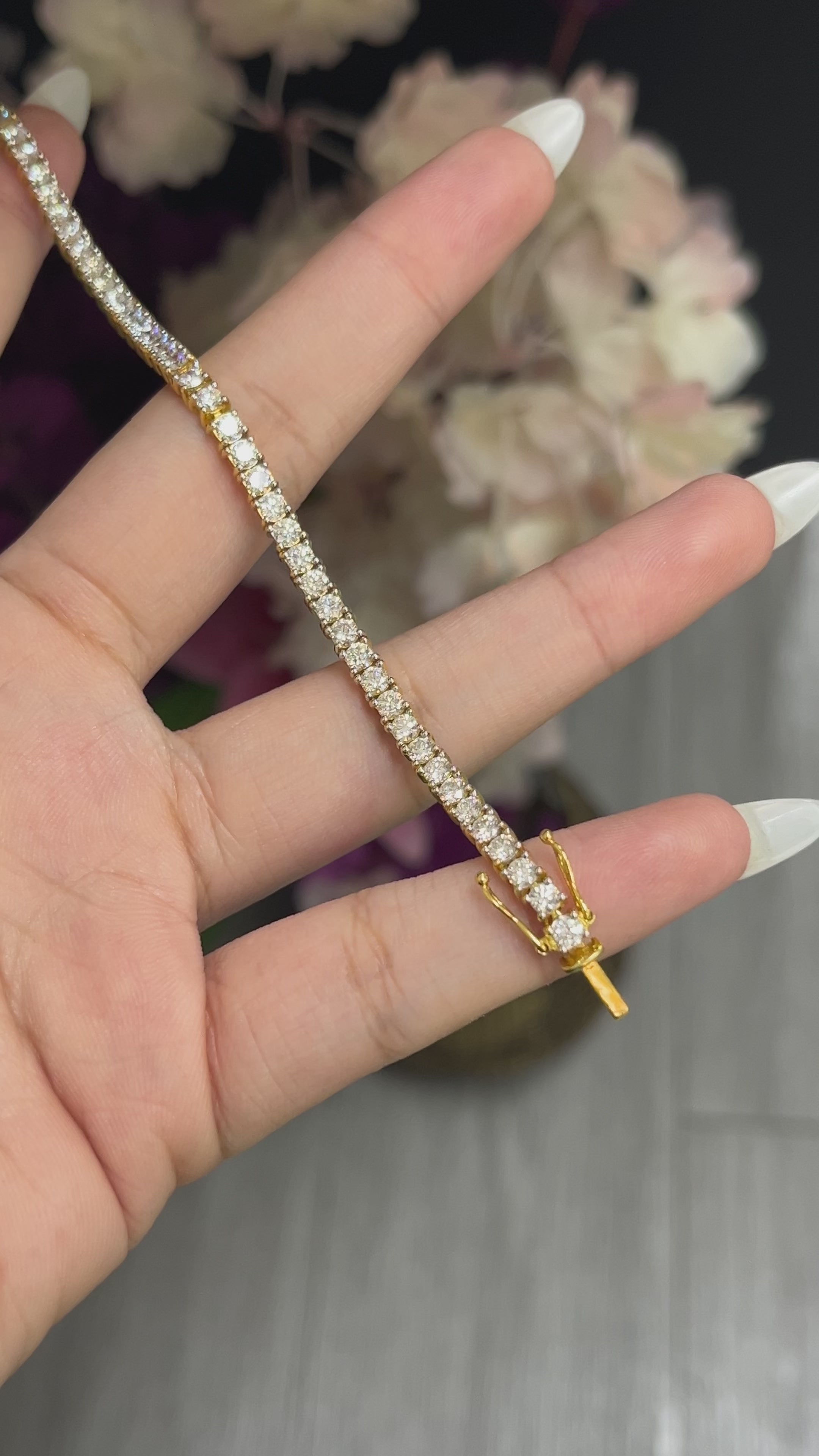 3.86 ct 14K Yellow Gold Tennis Bracelet Lab Diamond