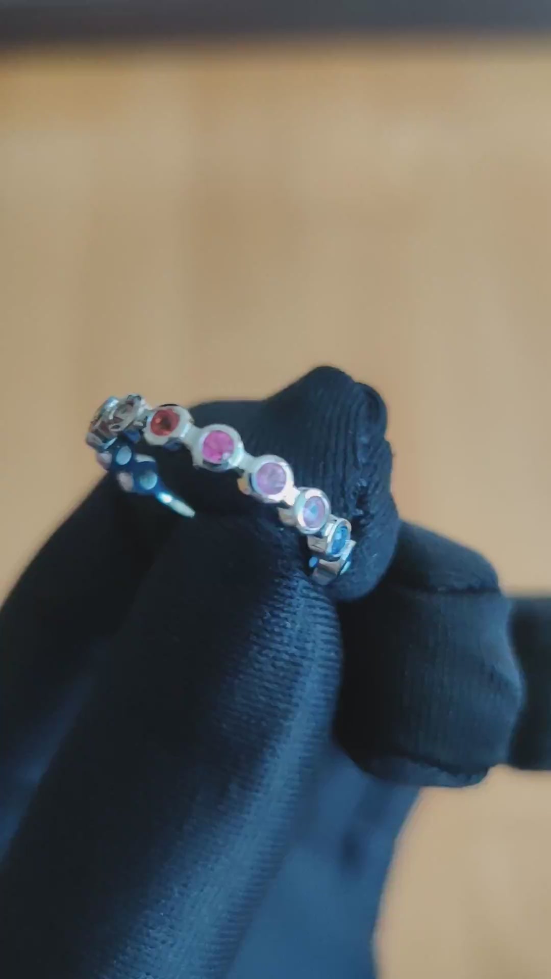 0.5 Carat Natural multi Sapphire  in  18K WG Ring