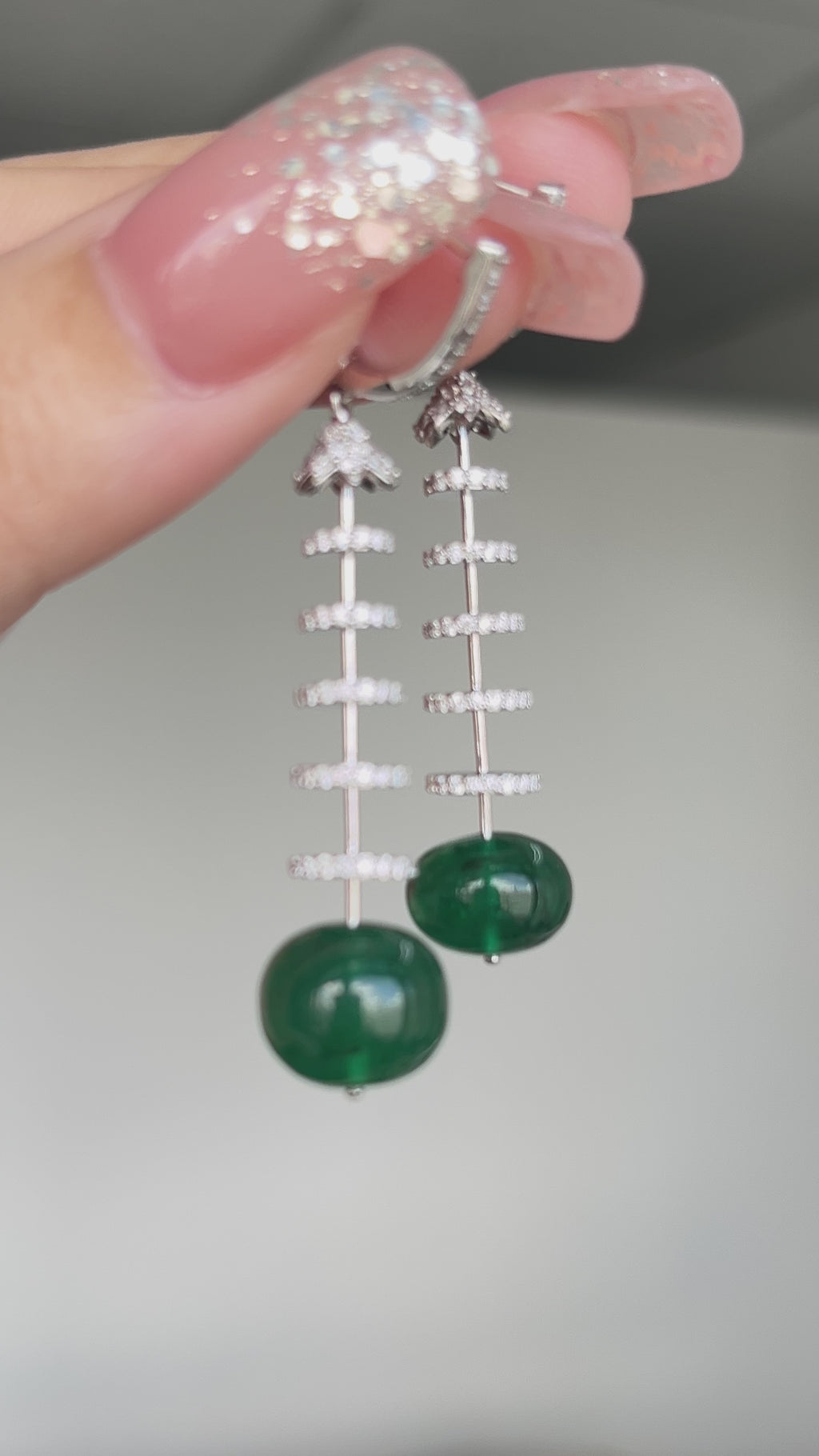 16.52 carat Natural Emerald 18K WG Earrings