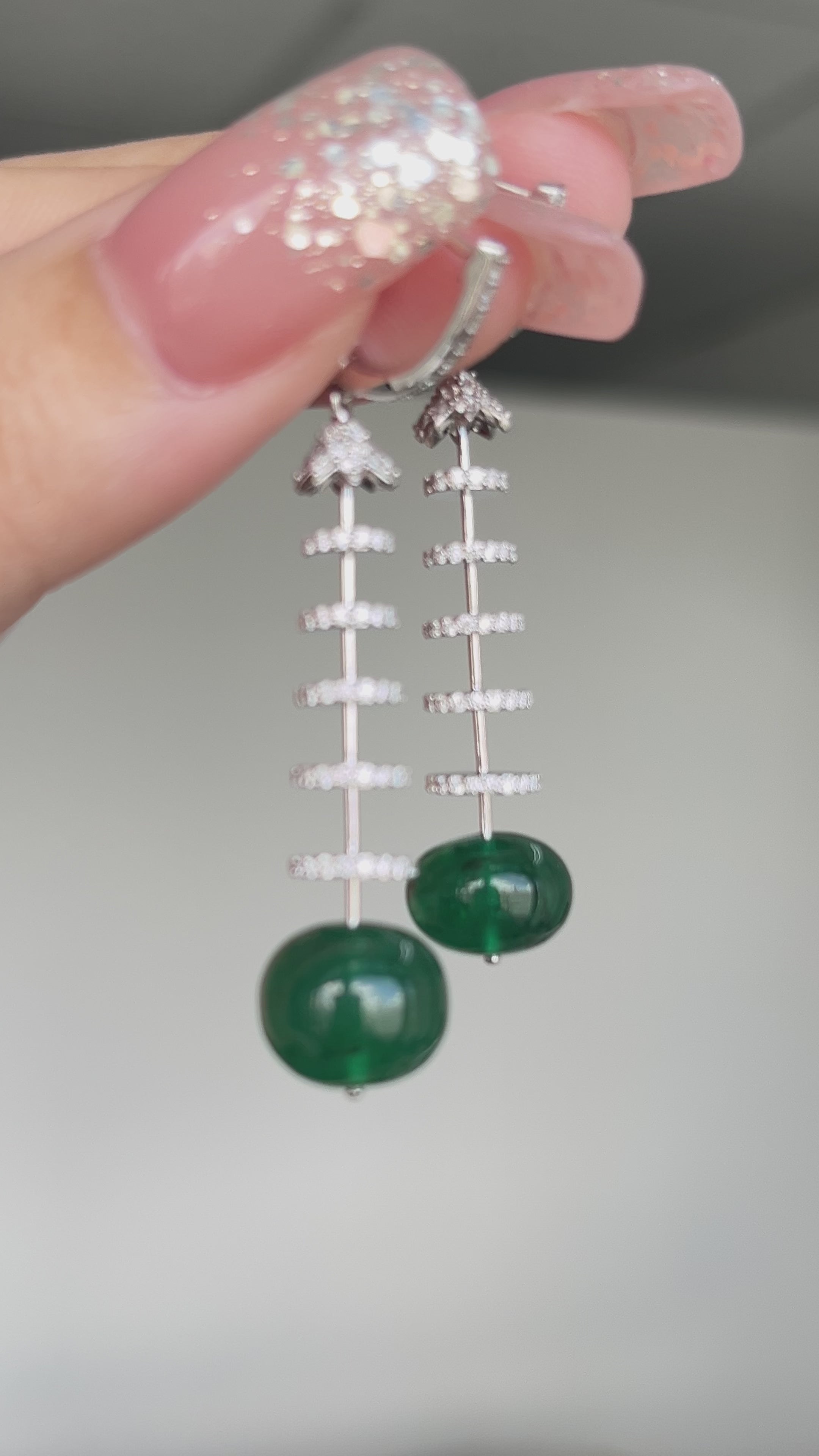 16.52 carat Natural Emerald 18K WG Earrings