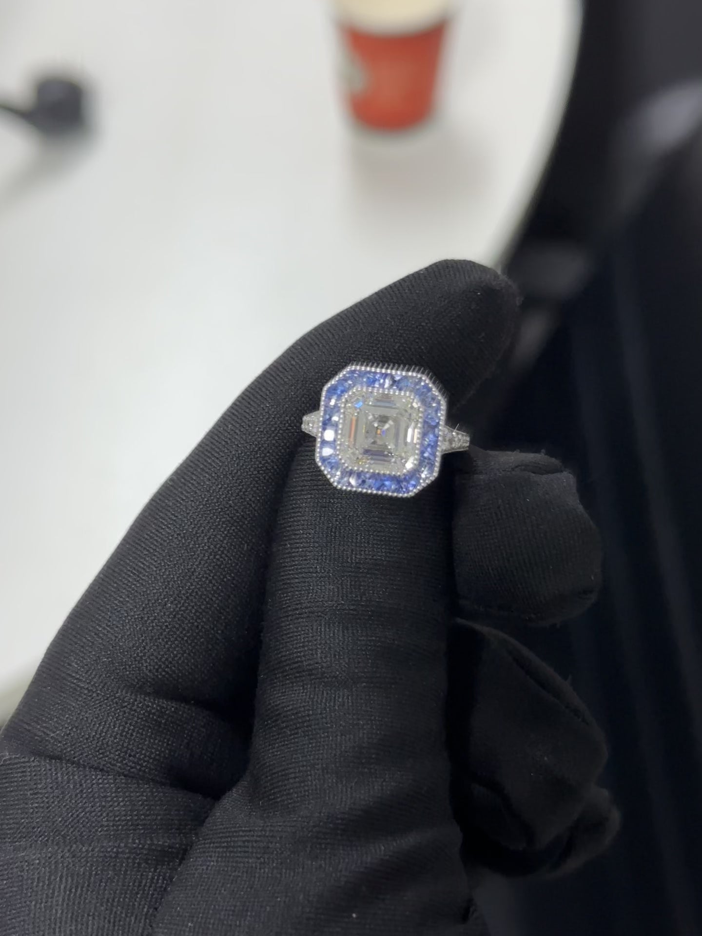 4.01 Carat Lab Asscher Lab Diamond Ring in 14K WG