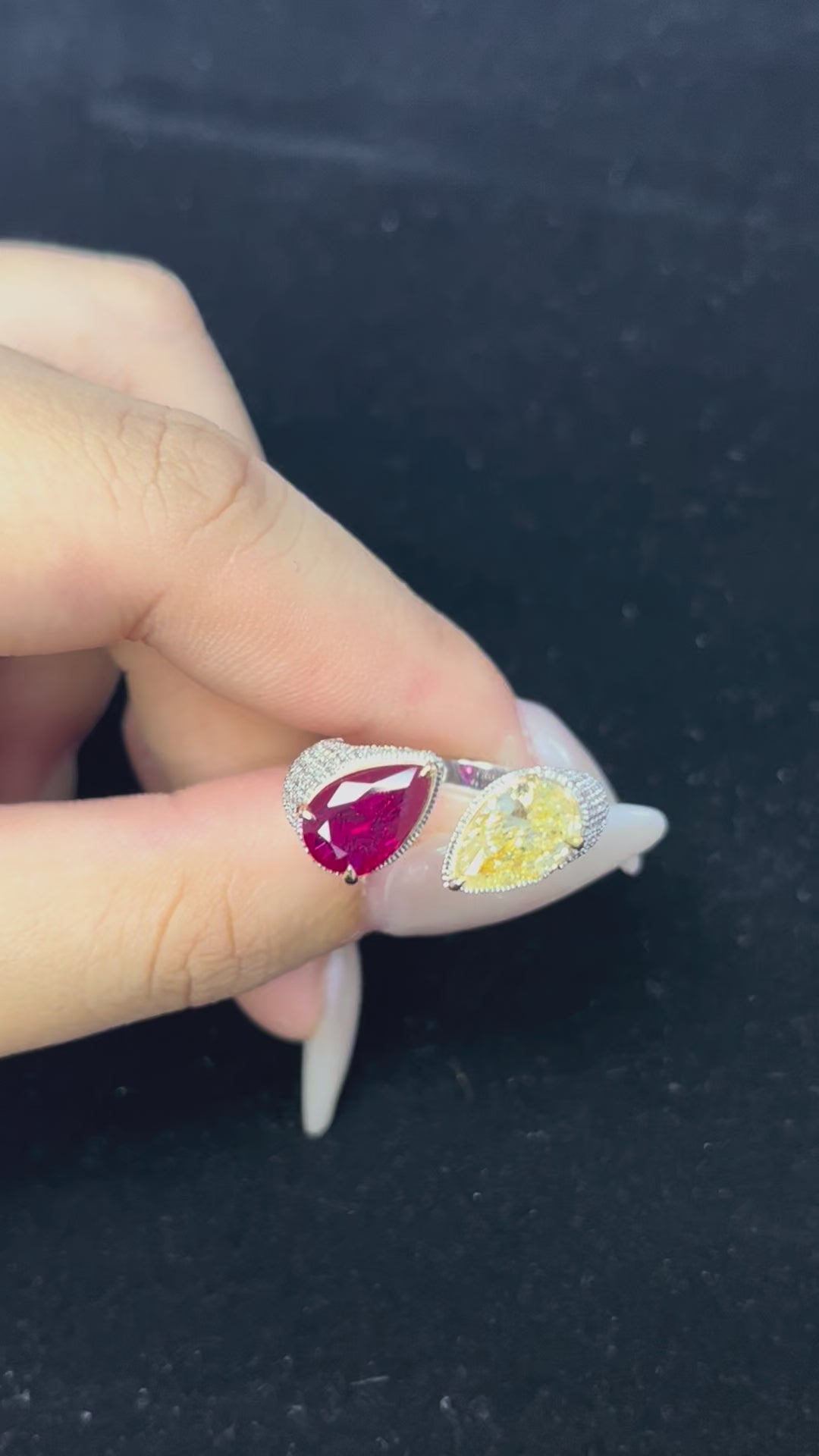 2.01 Carat Ruby and 1.43 Carat Dia 18K White Gold ring